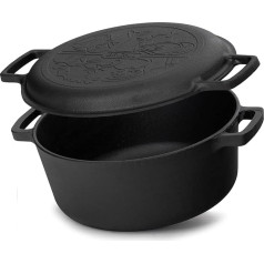 Cast Iron Pot 6 L | Cast Iron Pot Diameter 28 cm Bread Baking | Cast Iron Cooking Pot with Lid Frying Pan | Bread Baking Mould Suitable for Gas Grill, Oven, Fire Pit and All Hobs Including Induction