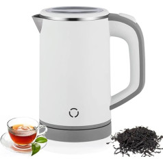 Mini Travel Kettle, 800M: Stainless Steel Electric Kettle, Suitable for Office, Business Trip, Home Camping, Coffee and Tea Drinks (White)