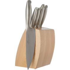 Rousselon Nancy Beech Block with 5 Pieces Fusō Knives, Multi-Colour