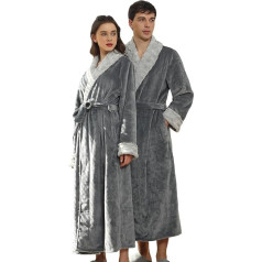 BERDITH Women's Fluffy Long Bathrobe Men's Fleece Bathrobe Women's Large Sizes Unisex Bathrobe Set for Couples, Dressing Gown Women and Men with Long Belt