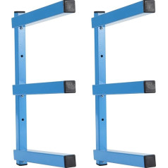 Sinoer Garage Wooden Storage Shelf, Blue Splash Coating, Heavy Duty Steel, Wall Shelf with 3 Layers, Wall Mounting for Indoor and Outdoor Use, Pack of 2