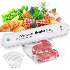 Food Vacuum Sealer 2 in 1 Vacuum Sealer for Food Automatic Portable Fresh Food Both Dry and Wet Professional Vacuum Sealer with 10 Bags
