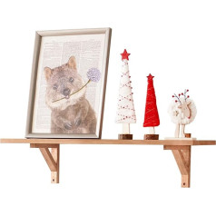 TREOAKWIS Oak Floating Shelf - 60 cm Wall Shelf Wooden Decorative Shelf Wall Board Solid Oak 2 Triangle Brackets for Bedroom, Living Room, Hallway