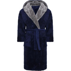 i-Smalls Mens Super Soft Fleece Hooded Dressing Gown House Robe with Belt Size S to 6XL
