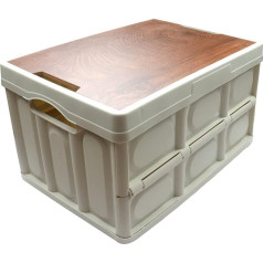 Roellgs Home Folding Organiser Wooden Lid Multifunctional Camping Car Organiser Can Be Used as a Bedside Table (42 x 28.5 x 10 cm)
