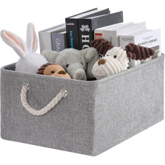 Kriovoa Fabric Storage Baskets, Foldable Storage Baskets with Handles, Canvas Storage Boxes for Shelves, Toys, Clothes, Books, 40 x 30 x 21 cm, Grey