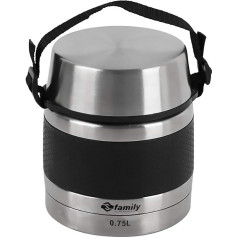 family 0.75L Stainless Steel Insulated Food Container for Solids and Liquids with Inner Container for Soup, Sauces or Salads - Black