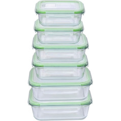 alpina Food Storage Containers with Lid, Glass, 12 Pieces, Glass Containers, Storage Box, Microwave, Freezer, Over and Dishwasher Safe, 3 Sizes