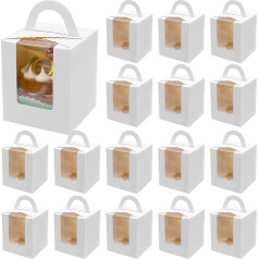 Bakiauli Pack of 25 Gift Boxes, Cake Boxes with Viewing Window, Cupcake Box, Muffin Gift Box for Wedding, Birthday, Party (White)