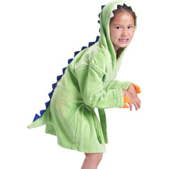CoolChange Cuddly Dino Children's Bath Robe Terry Cloth Green, Green