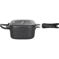 MasterPRO FOODIES COLLECTION Double Frying Pan 30 x 24 x 12 cm Cast Aluminium Pfluon Non-Stick Coating Silicone Handle Minimalist Design