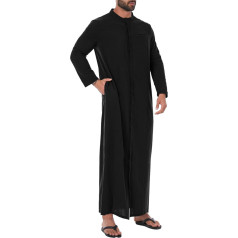 YAOHUOLE Henly Thobe Men's Long-Sleeved Kaftan with Pockets, Caftan Men with Button, Universal Fit