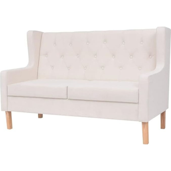 Barash 2-Seater Sofa Fabric Cream White Couch Lounge Couch Sofa Small for Living Room Bedroom