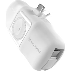 Mini powerbank 5000mAh 15W USB-C un lādētājs Apple Watch - balts