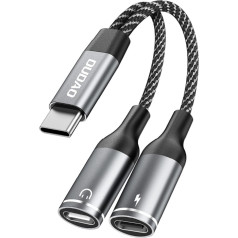 Dudao 2in1 adaptera sadalītājs USB-C adapteris barošanai un austiņām - pelēks