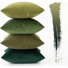 MIULEE Velvet Cushion Cover Set of 4 Velvet Cushions Decorative Cushions Couch Cushion Decorative Cushion Decorative Colour Gradient Cover for Living Room Children 45 x 45 cm Forest Green Series