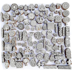 Royal kraft Assorted Wooden Block Printing Stamp (Set of 25)