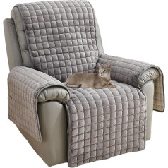 NUODWELL Recliner Chair Cover Plush Non-Slip Super Soft Washable Sofa Slipcover Furniture Protector for Kids Pets (Grey, 53x190cm)