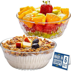CRYSTALIA Premium Glass Dessert Bowls, Set of 6, 345 ml, 100% Lead-Free Stackable Crystal Glass Bowls, Dessert Cups, Pudding Bowls, Glass, Dessert Bowls, Glass Salad Bowls, Sauce Bowls