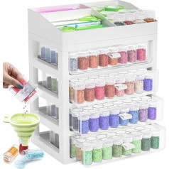 ARTDOT Diamond Painting Accessories Boxes, 192 Pieces 5D Diamond Painting Pictures Storage Box with Case Funnel Stickers