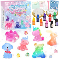 Herenear Unicorn Soap Make Yourself Children, Unicorn Soap Making Set, Soap Silicone Mould 5 6 7 8 9 10 11 12, Make Your Own Soap Creative, DIY Experiment Craft Set Children