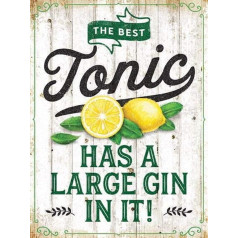 The Best Tonic HAS A Large GIN IN IT! Funny Gin & Tonic Cocktail Drinker Sign - Retro Vintage Style Humorous GIN Gift Decorative Metal Door Sign Wall Sign - 20x15cm