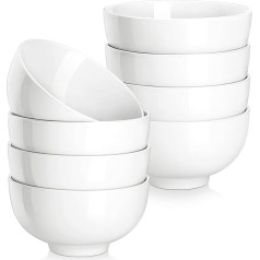 MALACASA, Regular Series Dinnerware Set, 8-Piece Cereal Bowl, Salad Bowl, 4.5 Inches/11.6 x 11.6 x 6/300 ml, Porcelain Soup Bowl, Bowl Set, Bowl, Snack Bowl, Rice Bowl, Soup Bowl, Cream White