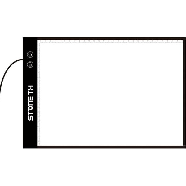 Stone TH Light Table A4 with Brightness Lock, LED Light Pad A4 Dimmable, Light Plate Drawing Light Pad with USB Cable for Diamond Painting, Drawing, Painting, Animation, Tattoo, Sketching