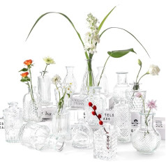 Votoko Small Vases Set, Mini Vases Set, Vintage Flower Vase, Small Glass Vase for Table Decoration, Small Table Vases Set, Decorative Bottles, Glass Bottles for Table Decoration, Centrepieces, Wedding