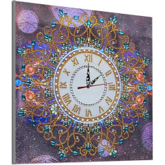 Zerodis Diamond Painting Clock, DIY Painting Kit with Flower Mandala Pattern Art Decorative Painting for Home Coffee Shop Restaurant Office Wall