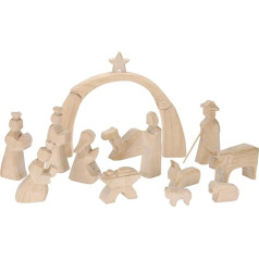 Sunnysue 400-36-AMZ Large Nativity Scene with 16 Pre-Carved Figures, Natural