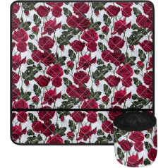 Jeiento Non Slip Sewing Machine Pad for Table with Pockets, Waterproof Polyester Protective Mat for Sewing Machine, Damping Mat to Reduce Noise, Red-rose, pocket organizer