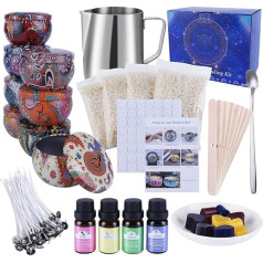 Feixia Candle Making DIY Kit Gift Set, Beeswax, 50 Wax Wicks with Base, 8 DIY Candles Tin Cans, 123 Sets of Scented Candles (diy-1) (DIY 2)