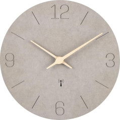 Warminn Radio-Controlled Wall Clock MDF Wood Wall Clock Without Ticking Noises Silent 30 cm Quartz Battery Large Wall Clock Easy to Read for Room Home Kitchen Bedroom Office School (Grey)