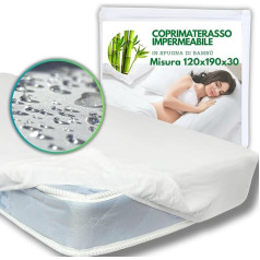 MammaVaiTra Waterproof Bamboo Mattress Protector for Double Bed, 120 x 190 x 30 cm, Oeko Tex