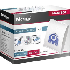 McFilter Vacuum Cleaner Bags for Miele Complete C2 Tango - SFAP3 Vacuum Cleaner Bags with 8 Filters Maxi Box Pack of 16