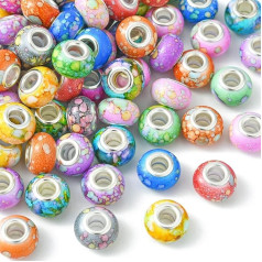UR URLIFEHALL 100 Pieces 10 Colours Resin European Beads Imitation Crystal Large Hole Beads Murano Beads for DIY Crafts Jewellery Making
