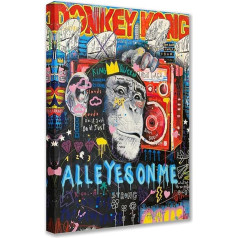 Tucocoo Banksy 1 Piece Canvas Wall Art Street Monkey Pictures Graffiti Colourful Paintings Modern Art Home Decoration for Living Room Framed Gallery Wrapped Ready to Hang Posters and Prints