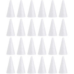Happyyami 24 x Polystyrene Panels, Christmas Foam Cones for DIY Art, White Polystyrene Cone, Christmas Tree Craft, Table Decoration, 10 cm