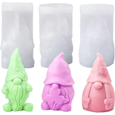 XQMMGO Pack of 3 3D Gnome Silicone Moulds, Easter Silicone Moulds, Silicone Mould Gnome for Casting, for DIY Silicone Candles, Moulds, Soap Mould