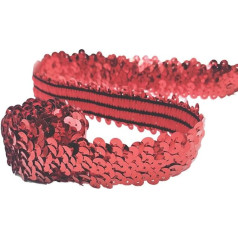 3 Yards Three-Row Sequins Stretch Lace, 3 cm Glitter Decorative Ribbon Sequin Ribbon, Decorative Ribbon, Border Ribbon for Sewing, DIY, Craft, Costumes, Embellishments, Craft Projects, Red