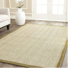 SAFAVIEH Natural Fibre Collection Rug for Living Room, Dining Room, Bedroom, Short Pile, Natural and Olive, 183 x 183 cm