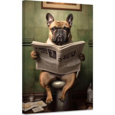 ZXHYWYM Bathroom Wall Decoration Dog in the Toilet Poster Prints Funny Pet Animals Canvas Pictures Cute Nursery Pet Shop Decoration with Frame (C (30.00 x 45.00 cms))