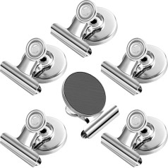 FINDMAG 6 Pieces Silver Magnetic Clips, Strong Heavy Duty Clips, Magnet, Fridge Magnets, Clip, Whiteboard Magnet Clip, Metal Magnetic Clip for Refrigerator, Whiteboard, Office, Classroom