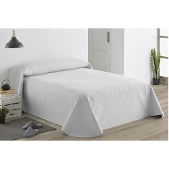 Easycosy - Bedspread Bed Throw 240 x 270 cm - Bed Throw with Embossed Pattern Quilted on Both Sides White/Light Blue