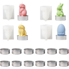 BOOWAN NICOLE Easter Rabbit Tea Light Holder Candle Silicone Moulds with Tea Light Cup Metal, Painted Egg Shell Silicone Candle Holder Mould for Candle Sleeve Make Yourself