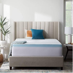 LUCID Memory Foam Mattress Topper Soft and Breathable Machine Washable Queen White