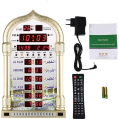 Muslim Alarm Clock Muslim Clock Islamic Wall Calendar Azan Mosque Prayer Clock Islam Worldwide Prayer Time Makkah Prayer Music Digital Display Wall Clock EU Plug 110V-240V