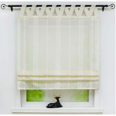 Joyswahl “Thea” Semi-Transparent Plain Coloured Roman Blind/Roller Blind/Curtain with Loops – Vertical Stripes Design – Pack of 1