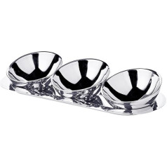 EDZARD Set of 3 Asti Bowls (Diameter 10 cm, L 30 cm) Serving Bowls on Tray in Stainless Steel – Serving Bowls, Decorative Bowls, Fruit Bowls, Snack Bowls, Serving Bowls for Flowers and Candles